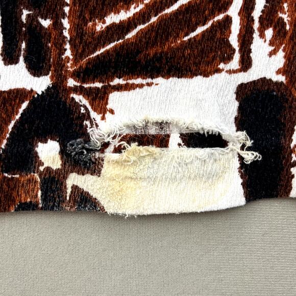 Vintage Diamond Head Hawaiian Shirt Adult XL Brown Surf Beach Tribal Button 60s - Picture 6 of 10